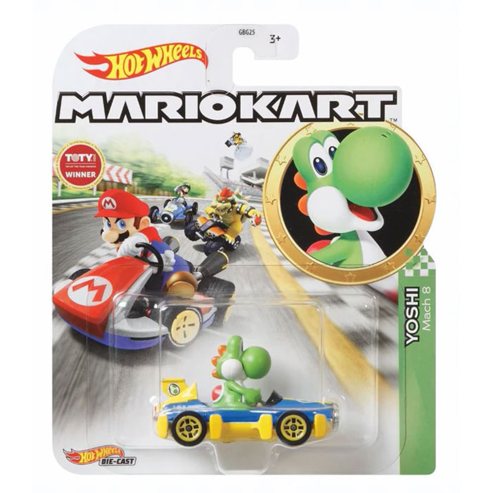 Mattel Hot Wheels Mario Kart Yoshi Mach 8 Die Cast Vehicle