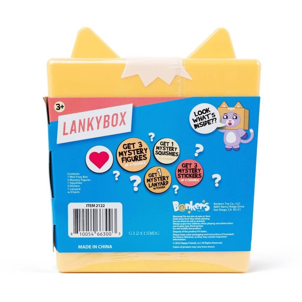 LankyBox Mini Blind Box, for The Biggest Fans , 2 Blind Figures, 1 Squishy  Figure, a pop-it, and 3 Stickers,Multicolored,Small