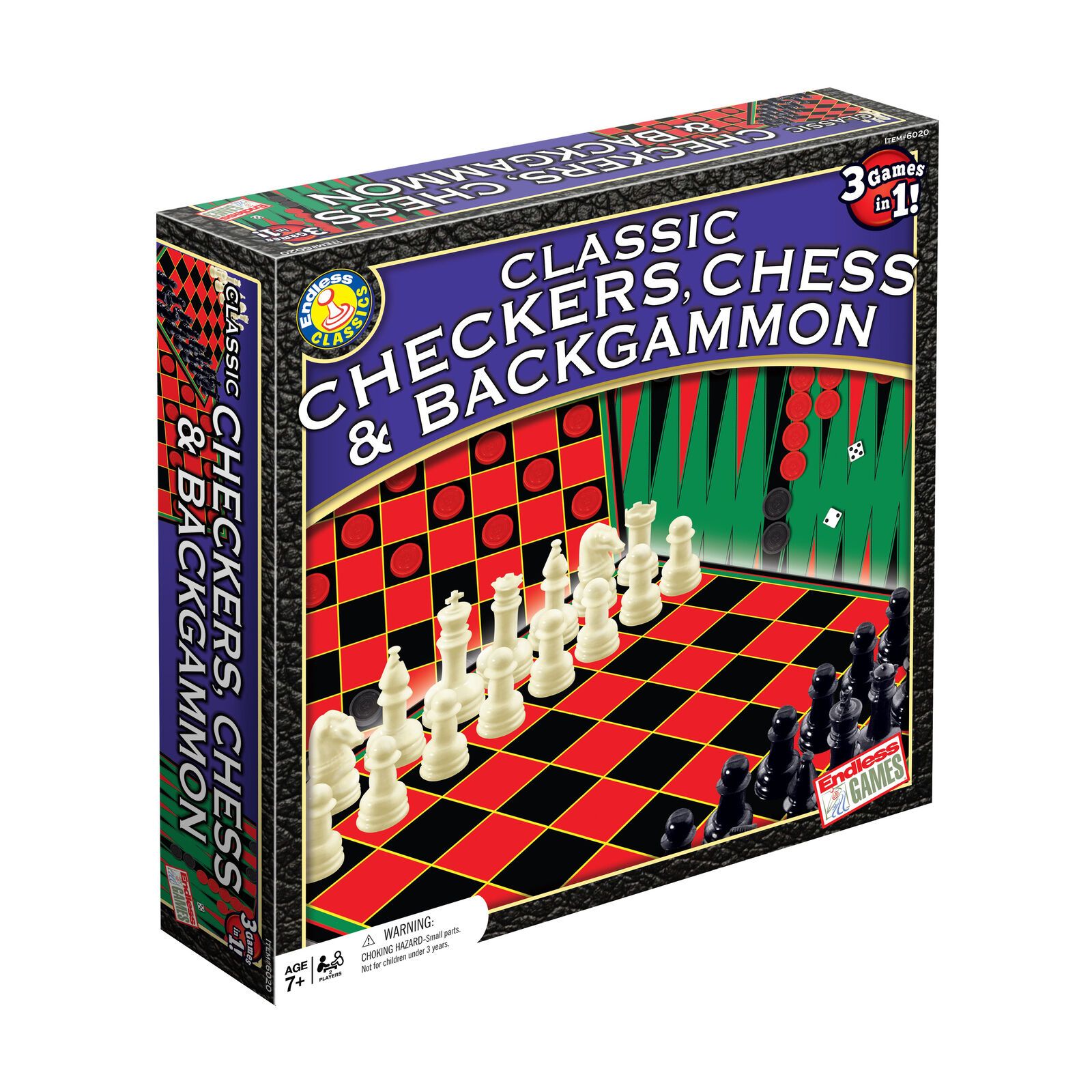 Chess, Checkers & Backgammon 3 In 1 Classic Board Game Set