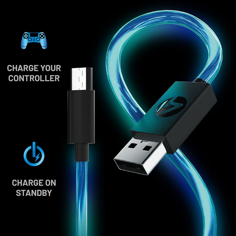 4Gamers PS4 Light Up Superfast 3m Play & Charge Cable (Micro-USB)