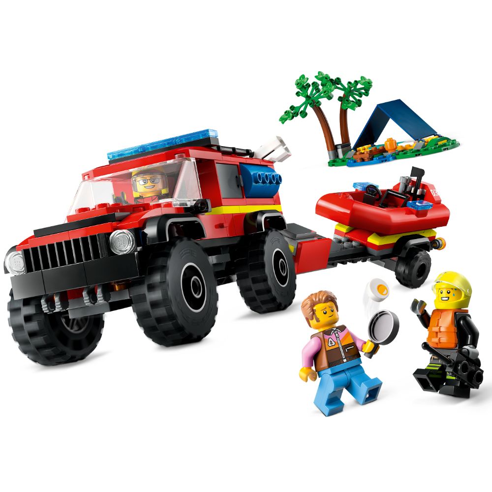Lego fire truck with boat hot sale