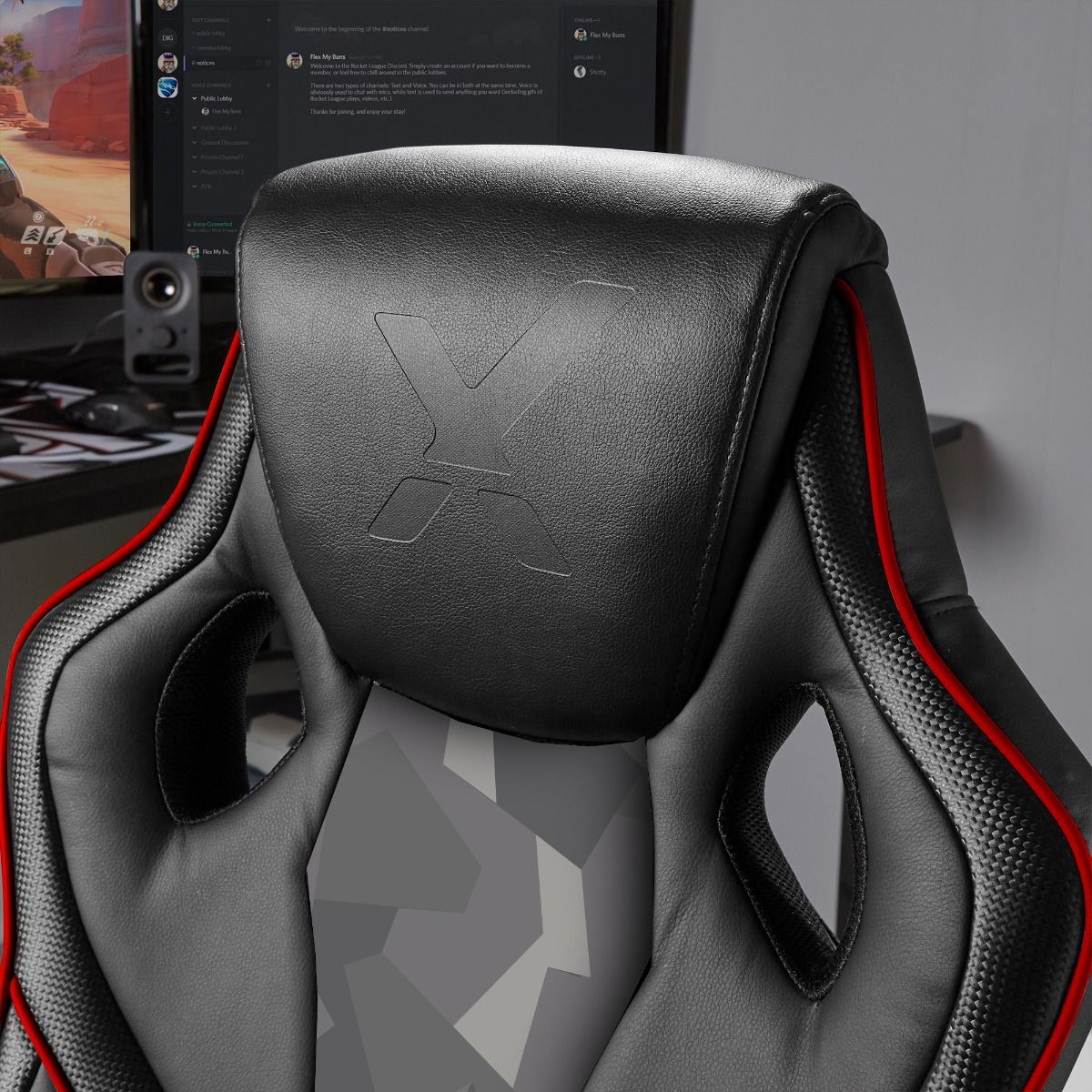 X Rocker Kratos Ergonomic Office Gaming Chair Black Red