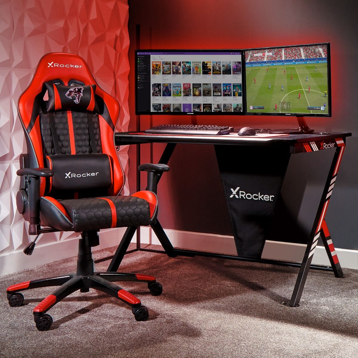 Red rocker gaming best sale chair
