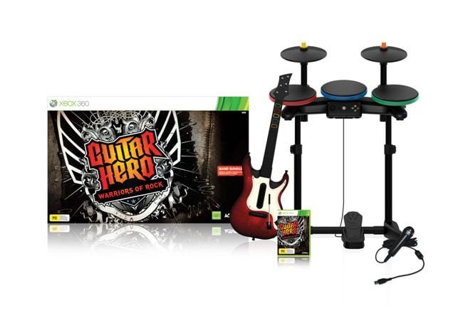 Xbox 360 Guitar Hero World Tour Drum Kit Guitar Mic Complete Band BUNDLE  Drums