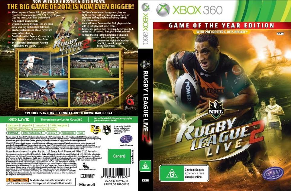 rugby league live 2 xbox one