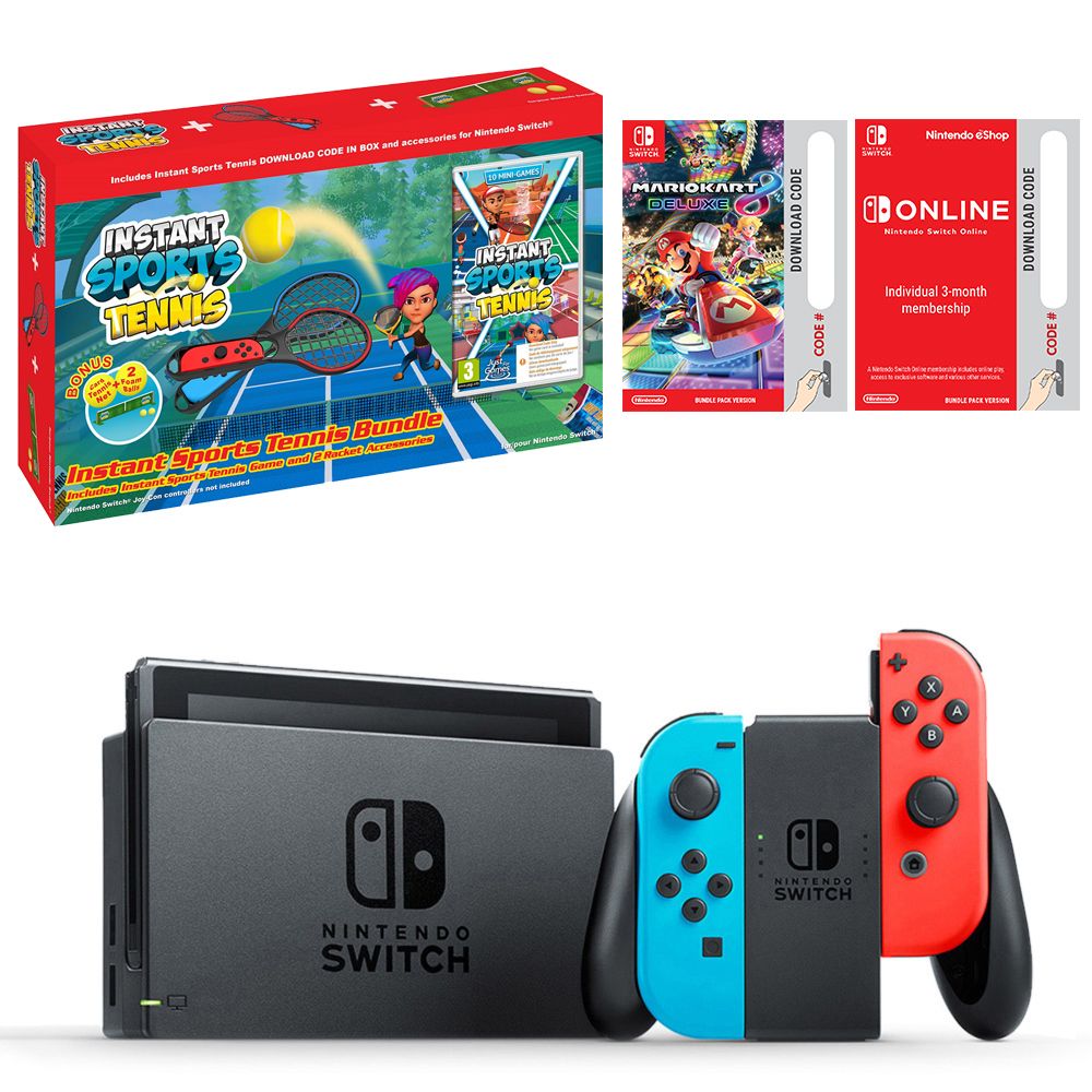 Vag Stifte bekendtskab absolutte Nintendo Switch Neon Joy-Con Mario Kart 8 Deluxe & 3 Months Online  Membership Console with Instant Sports Tennis Switch Bundle | The Gamesmen