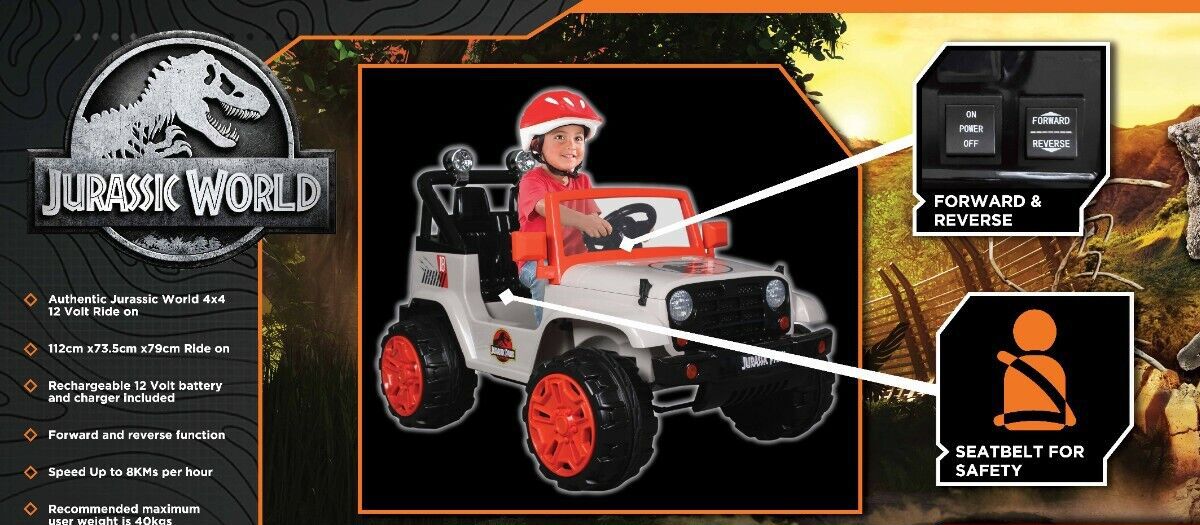 Jurassic world battery operated store ride on jeep