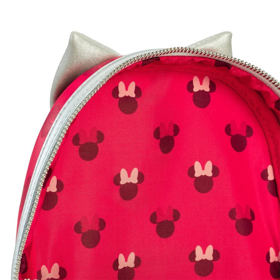 Loungefly Disney Minnie Mouse Red Silver Mini Backpack