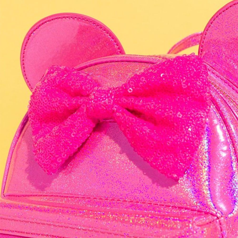 Disney - Minnie Mouse Pink Glitter 10 inch Faux Leather Mini Backpack