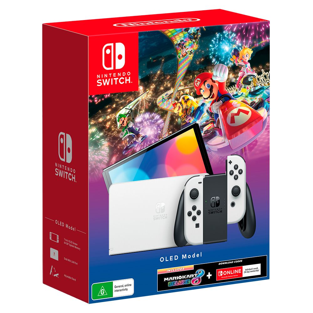 Nintendo Switch OLED Model White Console with Mario Kart 8