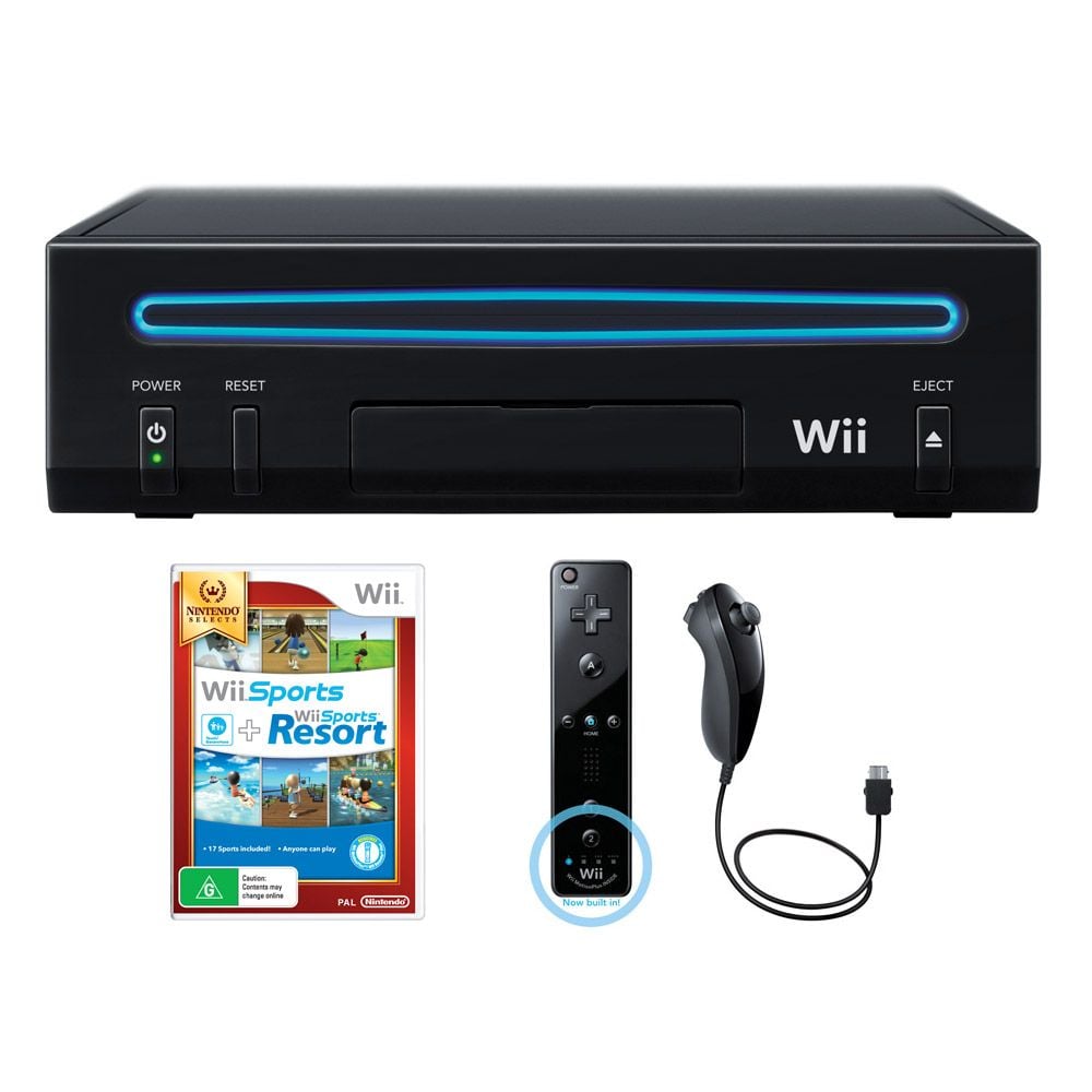 Nintendo Wii Console (Black) with Wii Sports + Wii Sports Resort