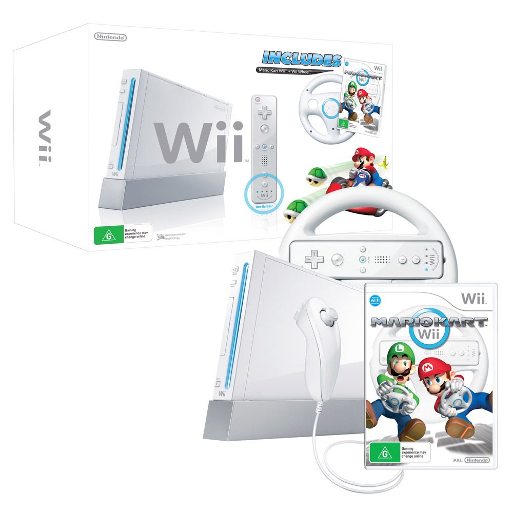 Wii Console with Mario Kart Wii Bundle - Black (Used/Pre-Owned