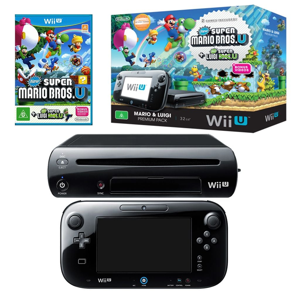 Nintendo Wii U Black CONSOLE No Game Pad + Sensor Bar & Some +Has Mario  Kart 8