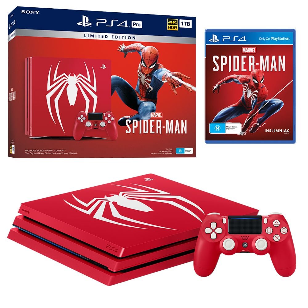 PlayStation 4 Pro Console - Limited Edition Amazing Red Marvel's Spider Man  Bundle - 1TB [PlayStation 4 System] 