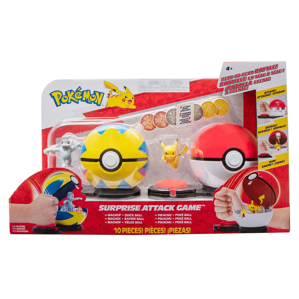 Pokemon Surprise Attack Machop vs Pikachu with Poke and Quick Balls Battle  Game