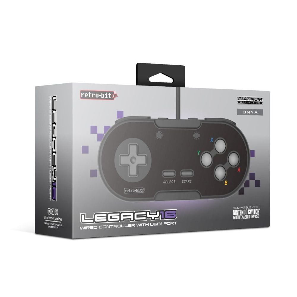 Retro Bit Legacy16 SNES Wired Controller for Nintendo Switch Onyx