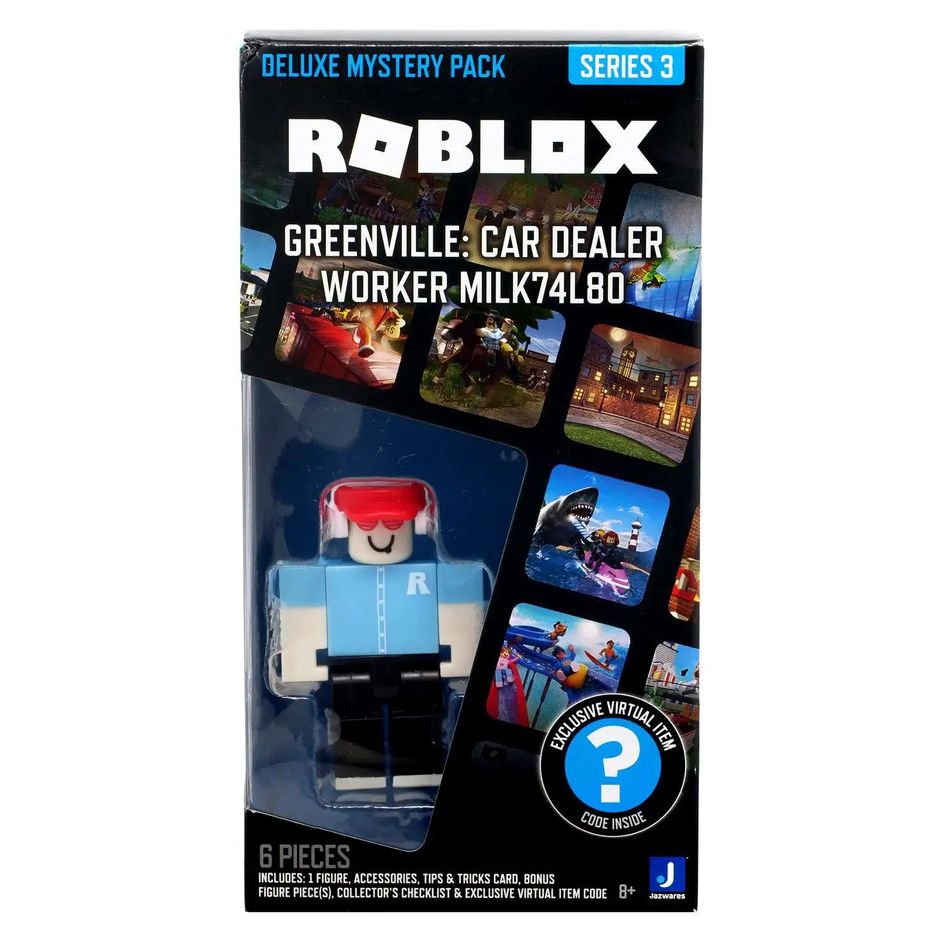 Roblox Series 3 Greenville: Car Dealer Worker - VIRTUAL RARE ITEM - MILK  CARTON