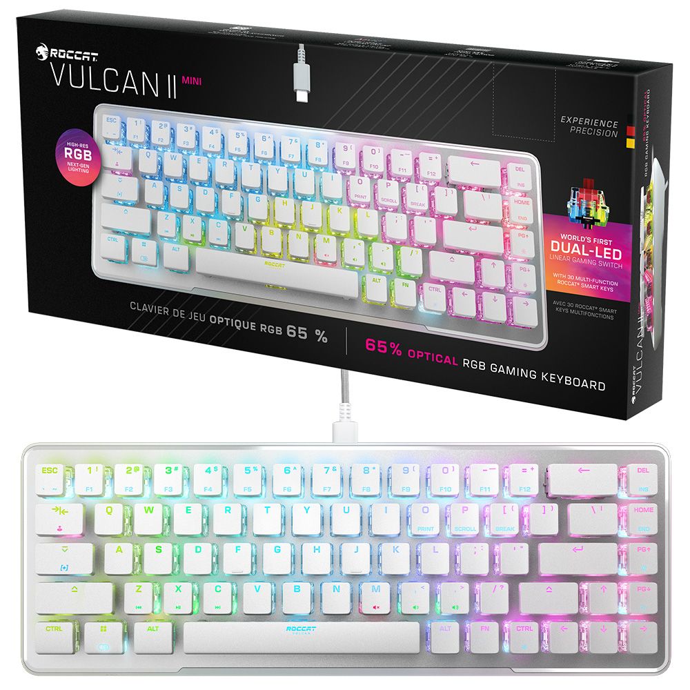 ROCCAT Gaming Keyboard Vulcan II Mini JP ISO Japanese Array Wired  White/White Optical Linear Mini (65%) RGB Windows 7 or later 