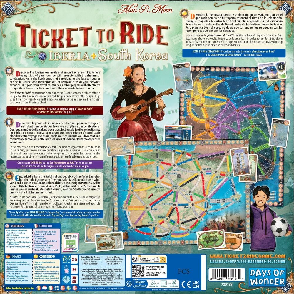 Ticket To Ride Iberia & South Korea Expansion Board Game