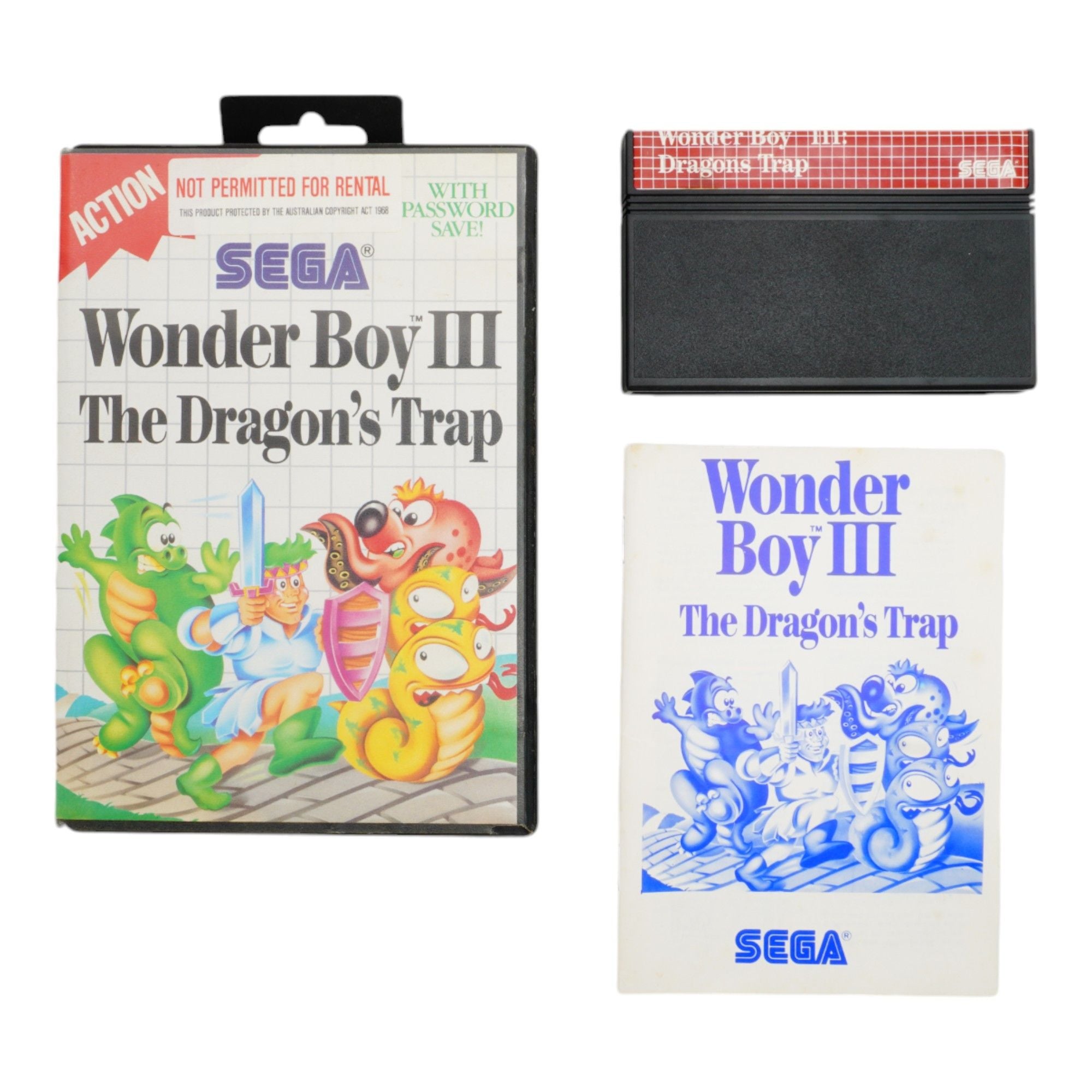 Jeu Sega Game Gear - Wonder Boy III: The Dragon's Trap - Cartouche En Bon état