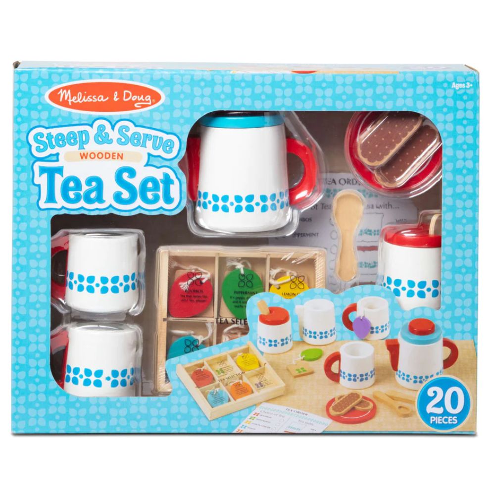 Melissa Doug Wooden Steep Serve Tea Set