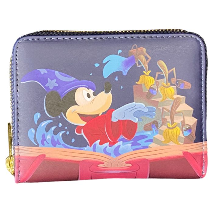 Loungefly Fantasia Sorcerer Mickey Book 4 Faux Leather Zip Around Wallet