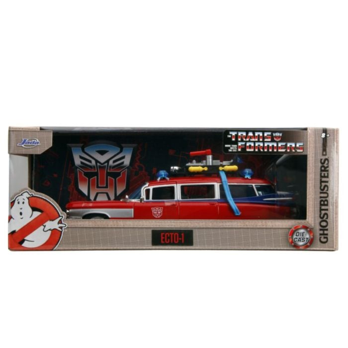 Hollywood Rides Ghostbusters ECTO 1 X Optimus Prime Mash up 1 24 Scale Diecast Vehicle