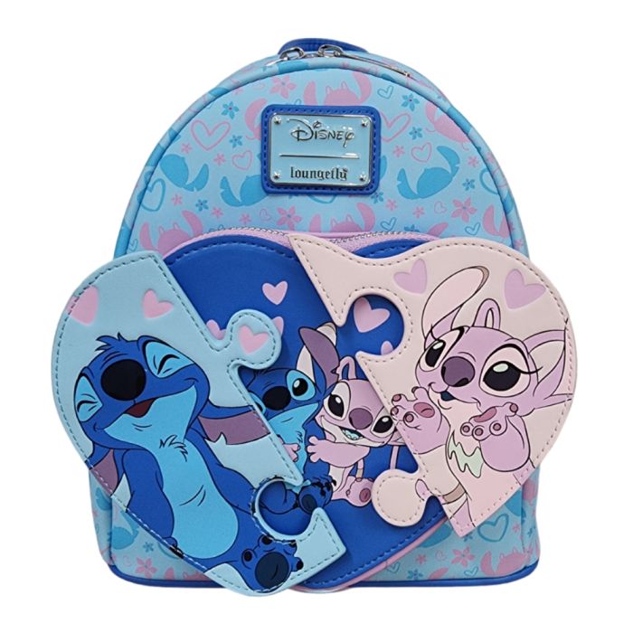 Loungefly Disney Lilo Stitch Stitch Angel Puzzle Faux Leather 10 Mini Backpack