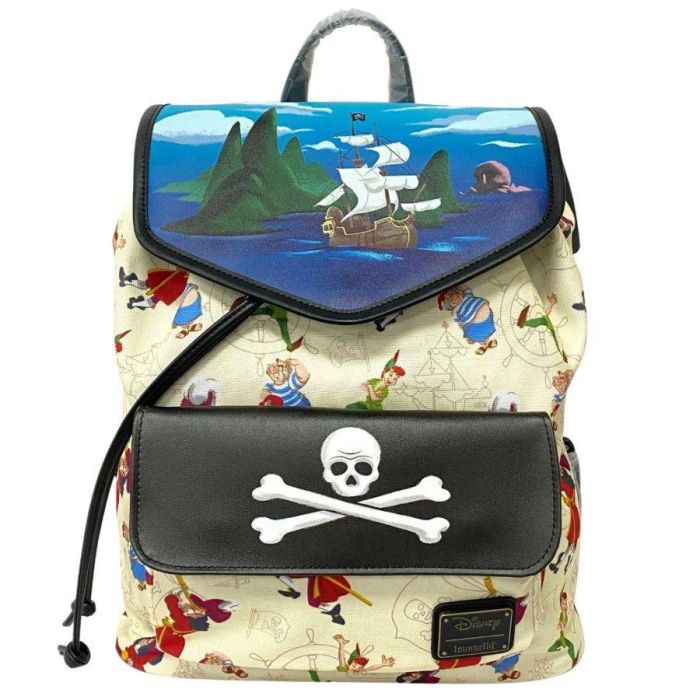 Loungefly Peter Pan Captain Hook Skull 14 Faux Leather Backpack