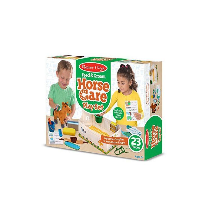 Melissa Doug Feed Groom Horse Care Play Set