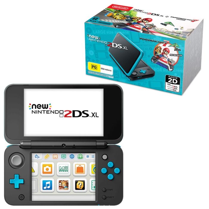 New Nintendo retailer 2DS XL in Black, Turquoise