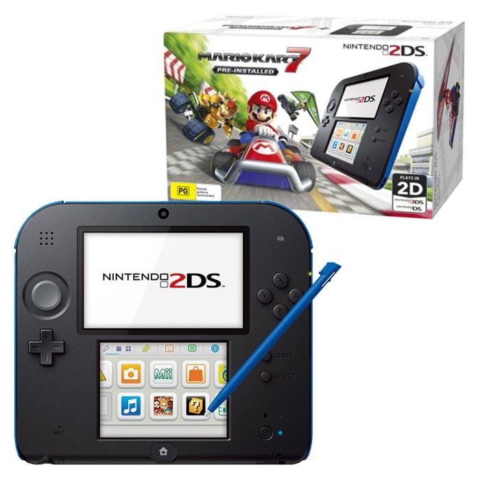 Nintendo 2DS Mario Kart 7 Console Bundle Black Blue