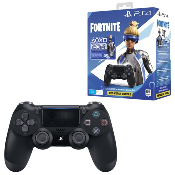 PlayStation 4 DualShock 4 Black Wireless Controller Fortnite Neo Versa Bundle