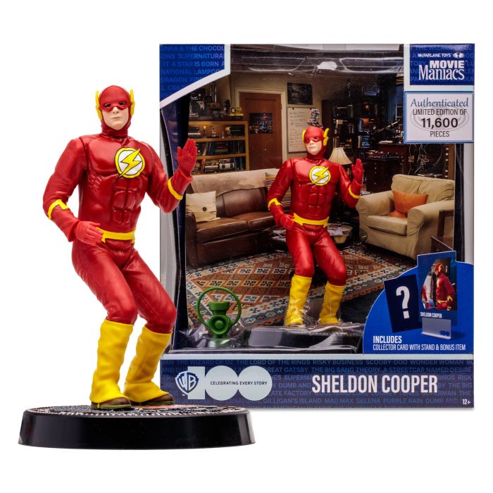 The Big Bang Theory Sheldon Cooper as the Flash WB100 Movie Maniacs Figure