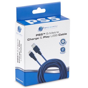 3rd Earth 5m Braided Charging Cable for PlayStation 5