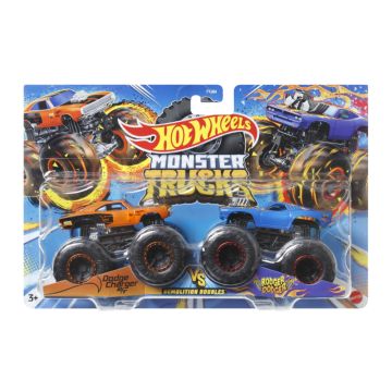 Hot Wheels Monster Trucks 1:64 Demolition Doubles 2 Pack Roger Dodger VS Dodge Charger