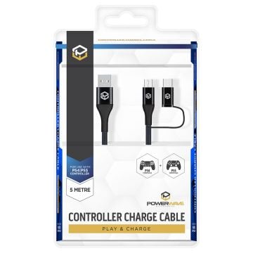 POWERWAVE PS4 and PS5 5m Controller Charging Cable