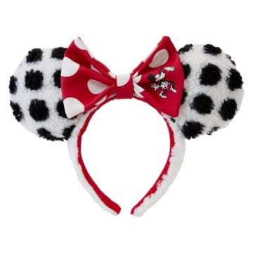 Loungefly Disney Minnie Rocks the Dots Sherpa Faux Leather Headband