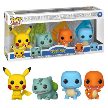 Pokemon Pikachu, Bulbasaur, Charmander & Squirtle (Starters) Funko POP! Vinyl 4-Pack