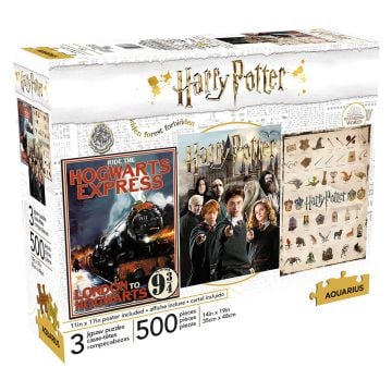 Aquarius Harry Potter 3 X 500 Piece Jigsaw Puzzles