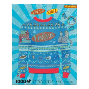 Aquarius Seinfeld Festivus Ugly Christmas Sweater Shaped 1000 Piece Jigsaw Puzzle