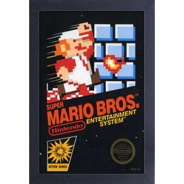Super Mario Bros Game Cover Art 11x17 Inch Framed Poster