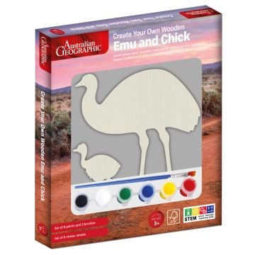 Australian Geographic Create Your Own Wooden Emu and Chick Paint Kit