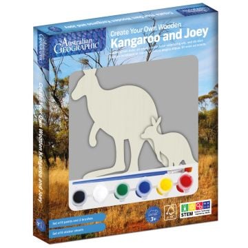 Australian Geographic Create Your Own Wooden Kangaroo and Joey Paint Kit