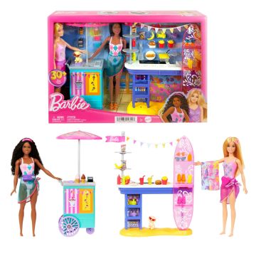 Barbie Beach Boardwalk Playset with 2 Dolls
