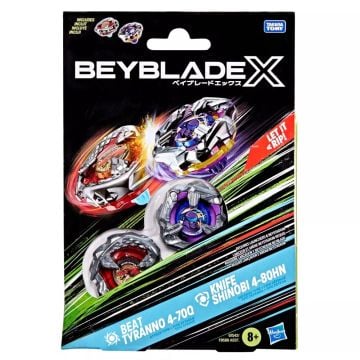 Beyblade X Beat Tyranno 4-70Q & Knife Shinobi 4-80N Top Dual Pack Set