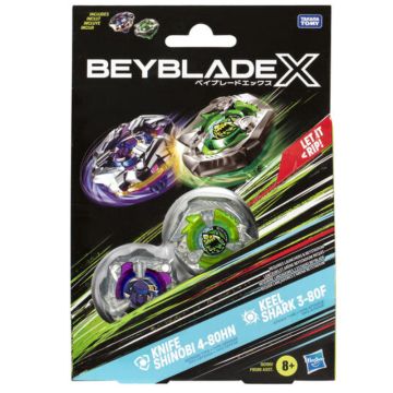 Beyblade X Booster Knife Shinobi 4-80HN & Keel Shark 3-80F Dual Pack