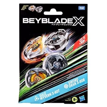Beyblade X Gale Wyvern 3-60T & Sword Dran 3-80B Top Dual Pack Set