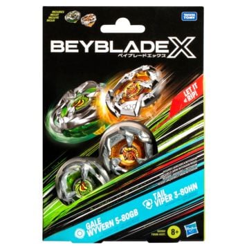 Beyblade X Gale Wyvern 5-80GB & Tail Viper 3-80HN Top Dual Pack Set