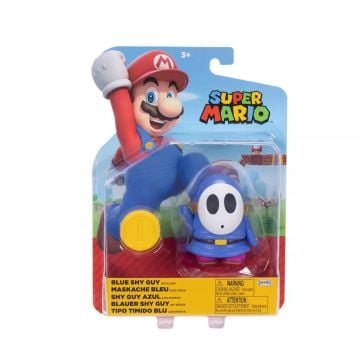 World Of Nintendo Super Mario 4" Figure Blue Shy Guy With Coin